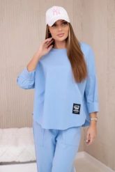 Komplet new punto bluza + spodnie niebieski. Niebieskie bluzy KESI, l, bez wzorów, z bawełny, bez kaptura. Za 347.13 zł.