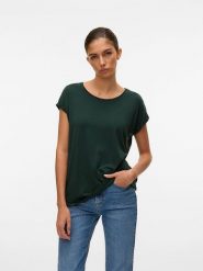 Vero Moda Koszulka w kolorze zielonym rozmiar: XS. Zielone bluzki Vero Moda, xs, bez wzorów, z lyocellu, bez kołnierzyka, bez ramiączek. Za 52.79 zł.