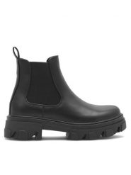 DeeZee Botki H12901-6 Czarny. Czarne botki DeeZee, bez wzorów, z tworzywa sztucznego, bez obcasa, na płaskiej podeszwie, bez zapięcia. Za 139.99 zł.
