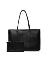 Calvin Klein Torebka Emblem Aop Perfor Lthr Tote LV04F3359G Czarny. Czarne shopper Calvin Klein, bez wzorów, ze skóry, bez dodatków. Za 1,099.00 zł.