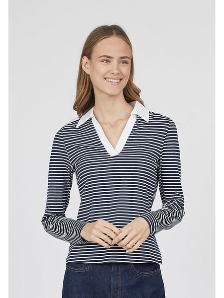 SisterS point Koszulka w kolorze biało-granatowym rozmiar: XL. Białe bluzki Sisters Point, xl, bez wzorów, bez kołnierzyka, bez ramiączek. Za 52.79 zł.