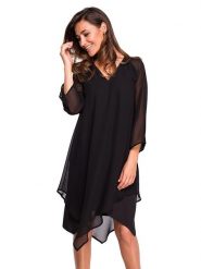 Stylove Sukienka w kolorze czarnym rozmiar: XXL. Czarne sukienki Stylove, xxl, bez wzorów, z asymetrycznym kołnierzem, bez ramiączek, midi, asymetryczne. Za 211.45 zł.
