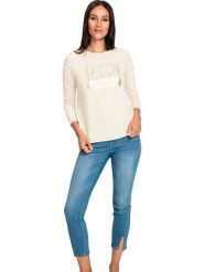 Heine Koszulka w kolorze kremowym rozmiar: 44. Brązowe bluzki Heine, bez wzorów, bez kołnierzyka, bez ramiączek. Za 56.99 zł.