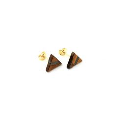 Earrings Tygrysie Oko trójkąty. Brązowe kolczyki Brazi druse jewelry, pozłacane, na sztyftcie. Za 170.00 zł.