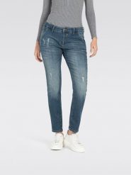 MAC Dżinsy - Slim fit - w kolorze granatowym rozmiar: 32. Niebieskie jeansy MAC, z aplikacjami. Za 276.71 zł.