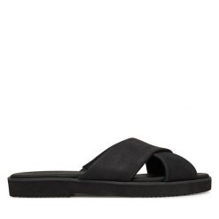 Klapki Toms. Czarne klapki Toms, bez wzorów, bez obcasa. Za 199.99 zł.