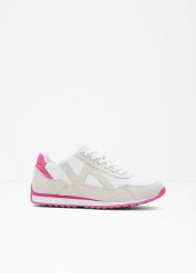 Sneakersy. Białe obuwie sportowe bonprix, bez zapięcia. Za 122.99 zł.