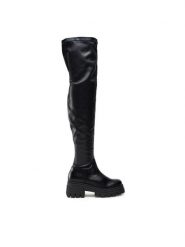 Badura Kozaki SX090-2202 Czarny. Czarne kozaki Badura, ze skóry, bez obcasa, na słupku, bez zapięcia. Za 224.99 zł.