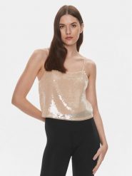 Calvin Klein Jeans Top J20J222615 Beżowy Regular Fit. Brązowe topy Calvin Klein Jeans, m, bez wzorów, z jeansu, bez kołnierzyka, bez ramiączek. Za 219.99 zł.