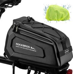 Torba na bagażnik tylny roweru. Czarne torby na ramię ROCKBROS, bez wzorów, z materiału, biznesowe, na ramię, duże, bez dodatków. Za 143.60 zł.