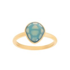 Pierścionek Żółw z turkusową emalią, pozłacany. Niebieskie pierścionki Lilou, z kryształem, pozłacane. Za 169.00 zł.