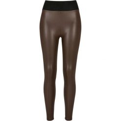 Legginsy Damskie Ze Skóry Ekologicznej Z Wysokim Stanem. Brązowe legginsy Urban Classics, s, bez wzorów, ze skóry ekologicznej, z podwyższonym stanem. Za 115.99 zł.