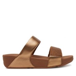 Klapki FitFlop. Brązowe klapki FitFlop, bez wzorów, bez obcasa. Za 339.99 zł.