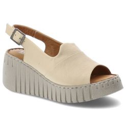 Sandały damskie Artiker, cholewka ze skóry naturalnej licowej z odkrytym noskiem na koturnie, beżowe, 56C0957. Brązowe sandały Artiker, bez wzorów, ze skóry, bez obcasa, na koturnie, bez zapięcia. Za 249.00 zł.