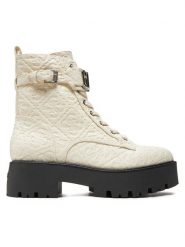 Guess Botki Vaires FLTSOM FAL10 Biały. Białe botki Guess, z aplikacjami, ze skóry, bez obcasa, na płaskiej podeszwie, bez zapięcia. Za 879.99 zł.