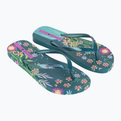 Klapki damskie Ipanema Verao Tropical. Niebieskie klapki Ipanema, bez wzorów, bez obcasa. Za 79.99 zł.