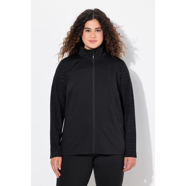 Damskie Bluza dresowa powerstretch stójka odblaski. Czarne bluzy Ulla Popken, plus size, bez wzorów, z dresówki, bez kaptura. W wyprzedaży za 223.99 zł.
