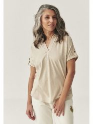 TATUUM Bluzka "Ambrila" w kolorze beżowym rozmiar: L. Brązowe bluzki Tatuum, l, bez wzorów, bez kołnierzyka, bez ramiączek. Za 150.37 zł.