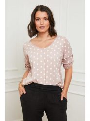 Curvy Lady Lniana bluzka w kolorze jasnoróżowym rozmiar: 48/50. Różowe bluzki Curvy Lady, bez wzorów, ze lnu, klasyczne, bez kołnierzyka, bez ramiączek. Za 122.96 zł.