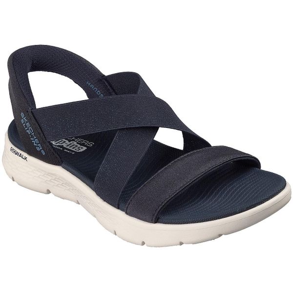 Sandały SKECHERS GO WALK FLEX SANDAL GLIMM Niebieski. Niebieskie sandały Skechers, bez wzorów, z materiału, bez obcasa, bez zapięcia. Za 253.99 zł.