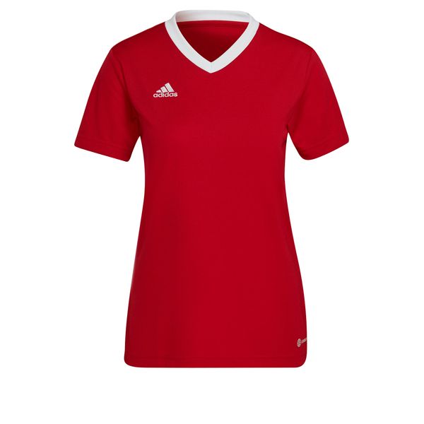 Koszulka piłkarska damska Adidas Entrada 22 Jersey. Czerwone bluzki Adidas, xl, bez wzorów, z jersey, sportowe, bez kołnierzyka, bez ramiączek. Za 60.00 zł.