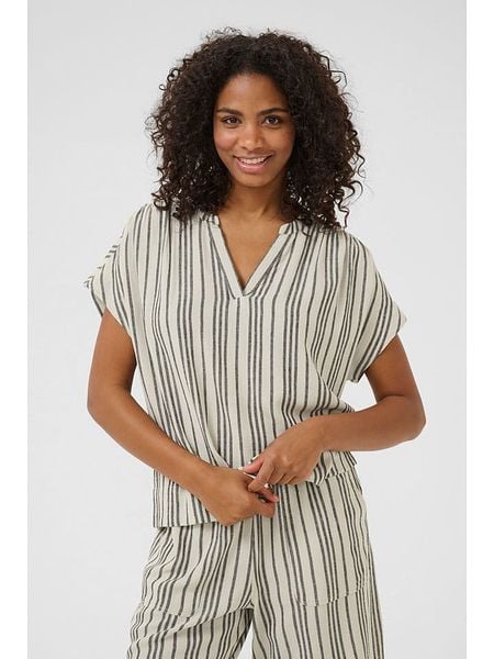 Kaffe Bluzka "Milia" w kolorze miętowo-czarnym rozmiar: 36. Zielone bluzki Kaffe, bez wzorów, z włókna, bez kołnierzyka, bez ramiączek. Za 104.99 zł.