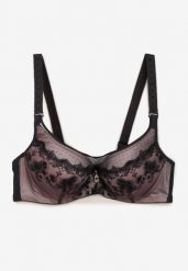 Szaro-Różowy Elegancki Biustonosz Push Up z Odpinanymi Ramiączkami Ursa. Szare biustonosze Renee, bez wzorów. Za 39.99 zł.