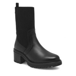 Botki Sergio Bardi. Czarne botki Sergio Bardi, bez wzorów, bez obcasa, na słupku, bez zapięcia. Za 174.99 zł.