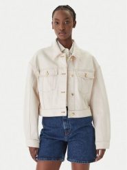 HUGO Kurtka jeansowa Gisolia 50559618 Écru Relaxed Fit. Kurtki Hugo, xs, bez wzorów, z bawełny, bez kaptura. Za 859.99 zł.