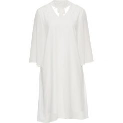 Sukienka z koronką i aplikacją bonprix kremowy. Brązowe sukienki bonprix, z aplikacjami, z koronki, bez kołnierzyka, bez ramiączek. Za 79.99 zł.