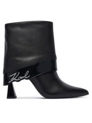 KARL LAGERFELD Botki Debutante KL32051 Czarny. Czarne botki KARL LAGERFELD, bez wzorów, ze skóry, bez obcasa, na szpilce, bez zapięcia. Za 1,099.00 zł.
