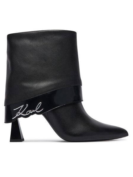 KARL LAGERFELD Botki Debutante KL32051 Czarny. Czarne botki KARL LAGERFELD, bez wzorów, ze skóry, bez obcasa, na szpilce, bez zapięcia. Za 1,099.00 zł.
