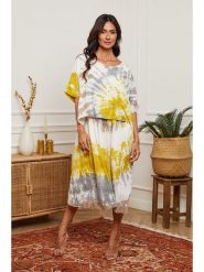 Fleur de Lin Sukienka w kolorze kremowo-żółtym rozmiar: L. Żółte sukienki Fleur de Lin, l, bez wzorów, z bawełny, bez kołnierzyka, bez ramiączek, maxi. Za 211.31 zł.