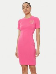 Versace Jeans Couture Sukienka codzienna 78HAOT00 Różowy Slim Fit. Czerwone sukienki Versace Jeans Couture, na co dzień, xs, bez wzorów, z bawełny, bez kołnierzyka, bez ramiączek, proste. Za 319.99 zł.