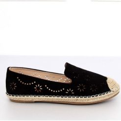 Espadryle ażurowe czarne 9023 Black. Czarne espadryle ButyModne, w ażurowe wzory, bez obcasa, bez zapięcia. Za 74.46 zł.