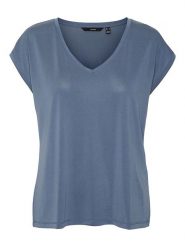 Vero Moda Koszulka "Vmfilli" w kolorze niebieskim rozmiar: S. Niebieskie bluzki Vero Moda, s, bez wzorów, bez kołnierzyka, bez ramiączek. Za 30.92 zł.