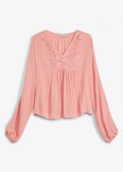 Bluzka w stylu tuniki z delikatnej wiskozy. Czerwone bluzki bonprix, bez wzorów, z wiskozy, eleganckie, bez kołnierzyka, bez ramiączek. Za 114.99 zł.