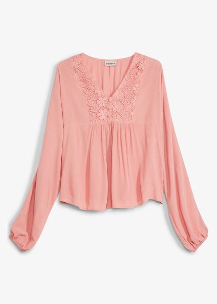 Bluzka w stylu tuniki z delikatnej wiskozy. Czerwone bluzki bonprix, bez wzorów, z wiskozy, eleganckie, bez kołnierzyka, bez ramiączek. Za 114.99 zł.