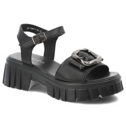 Sandały damskie Vinceza, cholewka ze skóry naturalnej zapinane na sprzączkę, czarne, 79611. Czarne sandały VINCEZA, z aplikacjami, ze skóry, eleganckie, bez obcasa, na platformie, bez zapięcia. Za 159.00 zł.