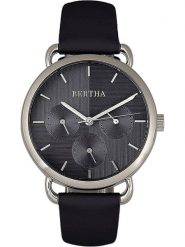 Bertha Zegarek kwarcowy "Gwen" w kolorze srebrno-czarnym rozmiar: onesize. Czarne, analogowe zegarki Bertha, ze stali. Za 217.99 zł.