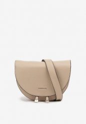 Beżowa Torebka w Półokrągłym Kształcie Tanalinea. Brązowe torby na ramię Renee, bez wzorów, z jeansu, eleganckie, na ramię, bez dodatków. Za 149.99 zł.