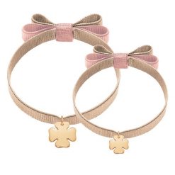 Komplet bransoletek mama & córka – koniczyna na wstążce. Brązowe bransoletki Lilou, pozłacane. Za 276.00 zł.