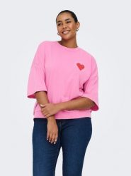 ONLY Koszulka w kolorze jasnoróżowym rozmiar: L-50/52. Różowe bluzki Only, l, bez wzorów, z bawełny, bez kołnierzyka, bez ramiączek. Za 123.53 zł.