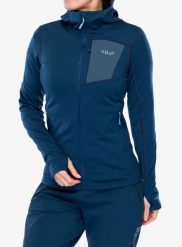 Bluza z kapturem damska Rab Superflux Hoody. Niebieskie bluzy RAB, s, bez wzorów, z materiału, z kapturem. Za 429.99 zł.