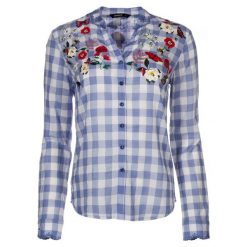 Desigual koszula damska Cabaceira S niebieski. Niebieskie koszule Desigual, s, bez wzorów, z materiału, bez kołnierzyka, bez ramiączek. W wyprzedaży za 169.00 zł.
