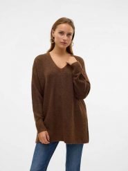 Vero Moda Sweter w kolorze brązowym rozmiar: XS. Brązowe swetry Vero Moda, xs, bez wzorów, bez ramiączek. Za 88.45 zł.