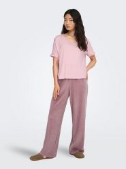 JDY Koszulka "Sissy" w kolorze jasnoróżowym rozmiar: XS. Różowe bluzki JDY, xs, bez wzorów, z wiskozy, bez kołnierzyka, bez ramiączek. Za 39.68 zł.