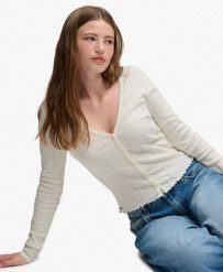 Superdry Kardigan Athletic Essential Pointelle z bawełny organicznej – OFF WHITE. Białe kardigany Superdry, w ażurowe wzory, z bawełny. Za 135.60 zł.