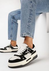 Czarne Sneakersy na Platformie z Ozdobnym Sznurowaniem Awidea. Czarne obuwie sportowe Born2be, z jeansu, bez zapięcia. Za 89.99 zł.