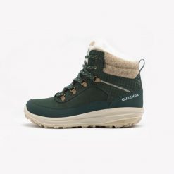 Buty turystyczne damskie Quechua NH900 skóra wodoodporne. Zielone trekkingi QUECHUA, z materiału, przed kolano, trekkingowe. Za 299.99 zł.